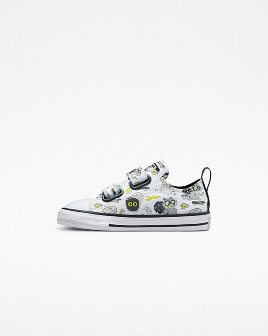 Boys' Converse Chuck Taylor All Star Easy-On Raccoons Low Top Shoes White / Black / Grey | AU 8C6E1M